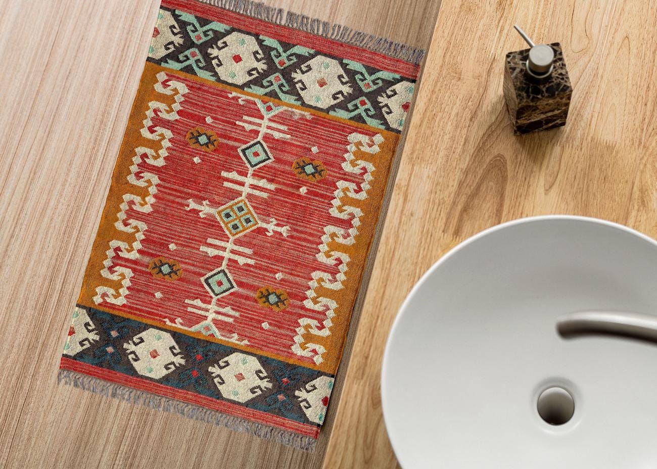 Handwoven Wool Jute Rug, Kilim Rug, Bohemian Indian Jute Rug, Moroccan Rug,  Boho Jute Rug Southwestern Nordic Kilim Rug, Turkish Kilim