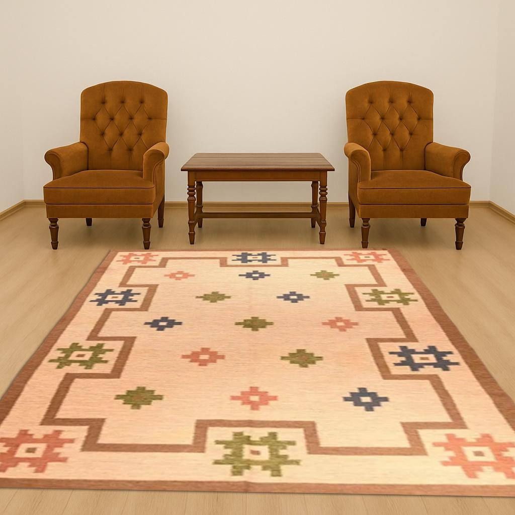 Handmade Wool Kilim Rug - Traditional Handwoven Indoor Outdoor Bedroom Jute Area Rug