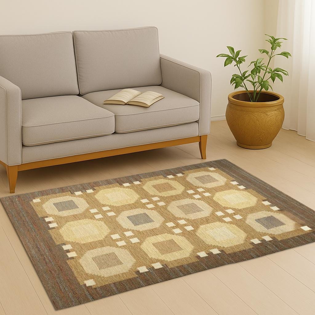 Handmade 9x12 Ft Wool Jute Kilim Rug - Handwoven Navajo Flatweave, Bohemian Indian Durrie Rug