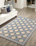 Modern Handwoven Cotton Area Rug – Geometric Flat Weave Kilim, Soft Pastel Blue & Beige, Reversible Dhurrie, Eco-Friendly 8x10 ft