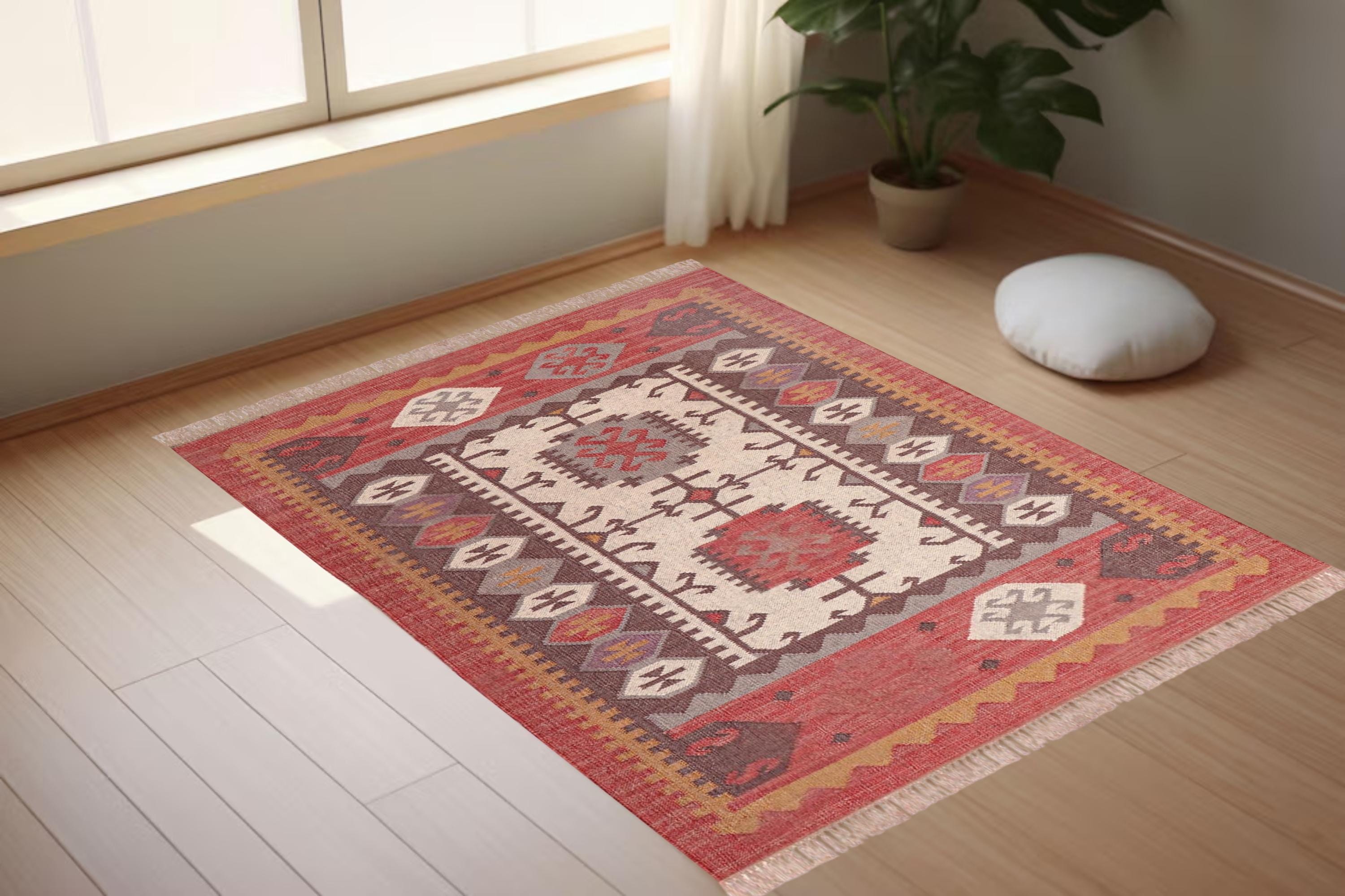 9x12 Ft. Handmade Wool Jute Kilim Rug, Vintage Wool Jute Kilim Rug, Handwoven, Wool and Jute Rug Handmade, Kilim Dhurrie Rug