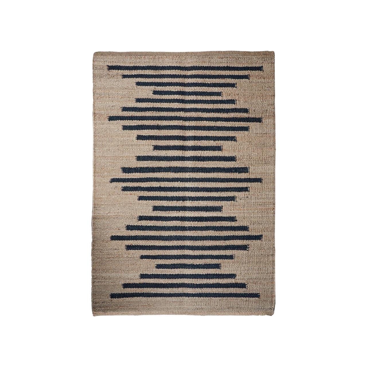 Jute Hemp Area Rug, Black Stripes Rug, Custom Size Bohemian Carpet, Handwoven Natural Fiber Rug, Home Decor Floor Rug, Eco Friendly Jute Rug