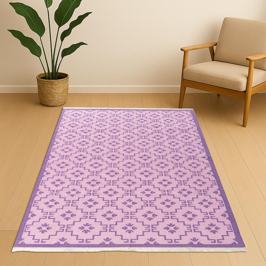 Cotton Flatweave Rug, Handwoven 8x10 Rug, Modern Reversible Rug, Sage Striped Durrie, Handmade Area Rug, Skyline Cotton Carpet