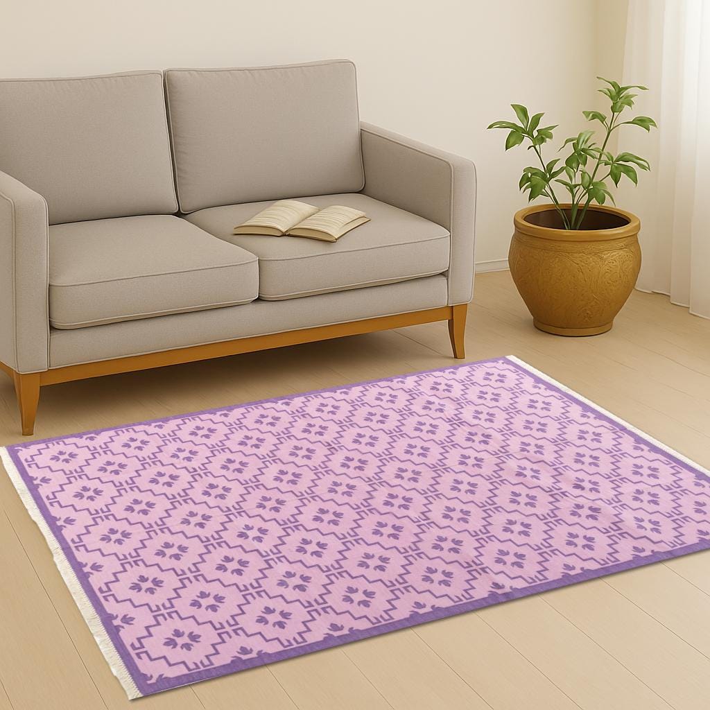 Cotton Flatweave Rug, Handwoven 8x10 Rug, Modern Reversible Rug, Sage Striped Durrie, Handmade Area Rug, Skyline Cotton Carpet