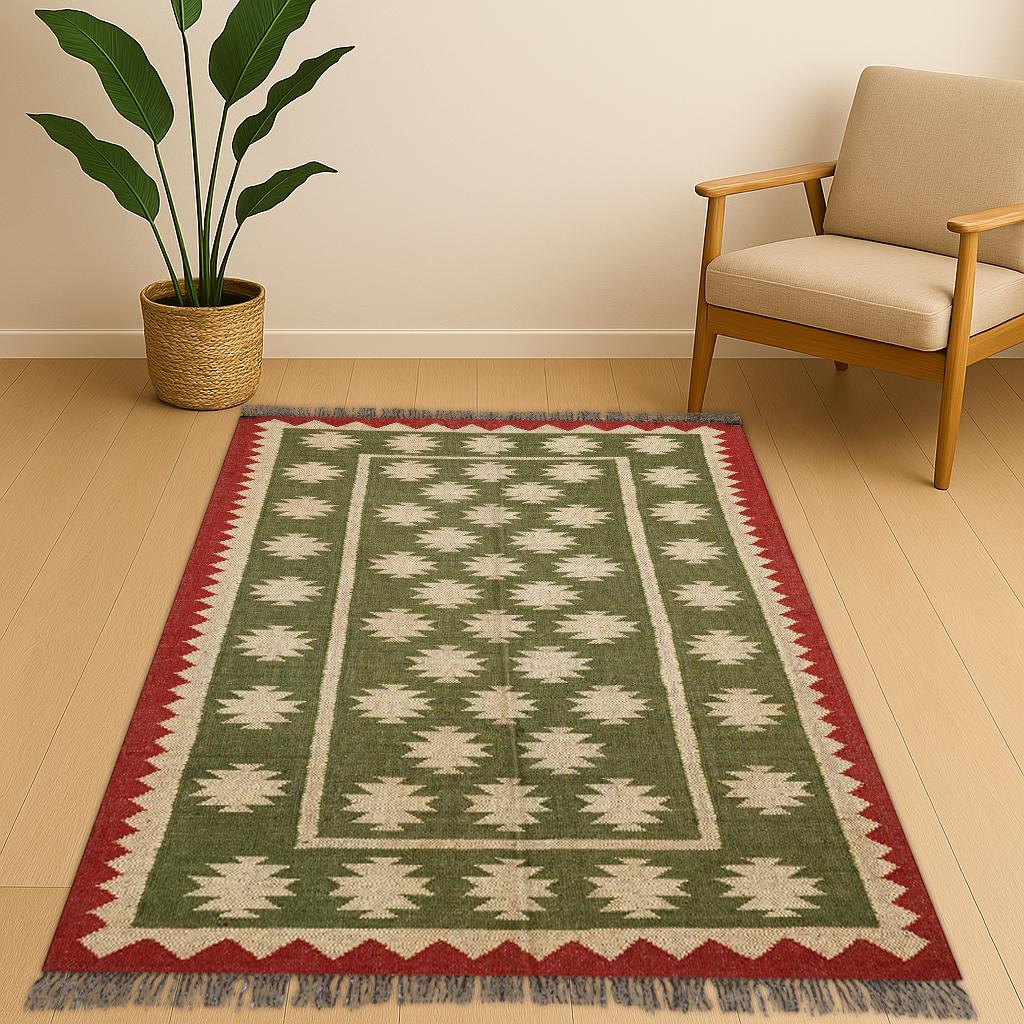 Handmade Wool Kilim Rug,Traditional Handwoven Kilim Rug, Kilim Rug for Bedroom | Kitchen | Living Area Turkish Handmade Kilim Rug