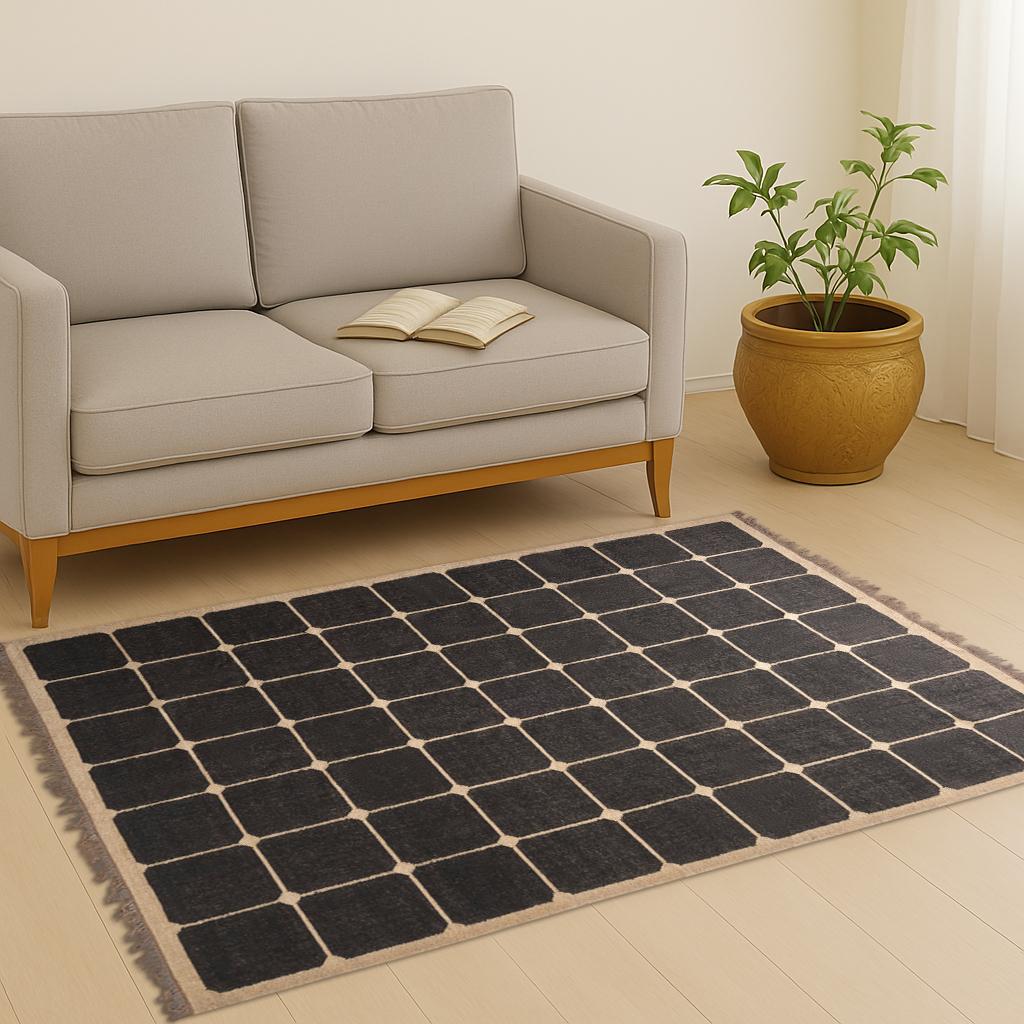 Handwoven Kilim Rug, Jute Checker Carpet, Green Moroccan Rug, Soft Shag Oriental Rug, Artistic Floor Decor