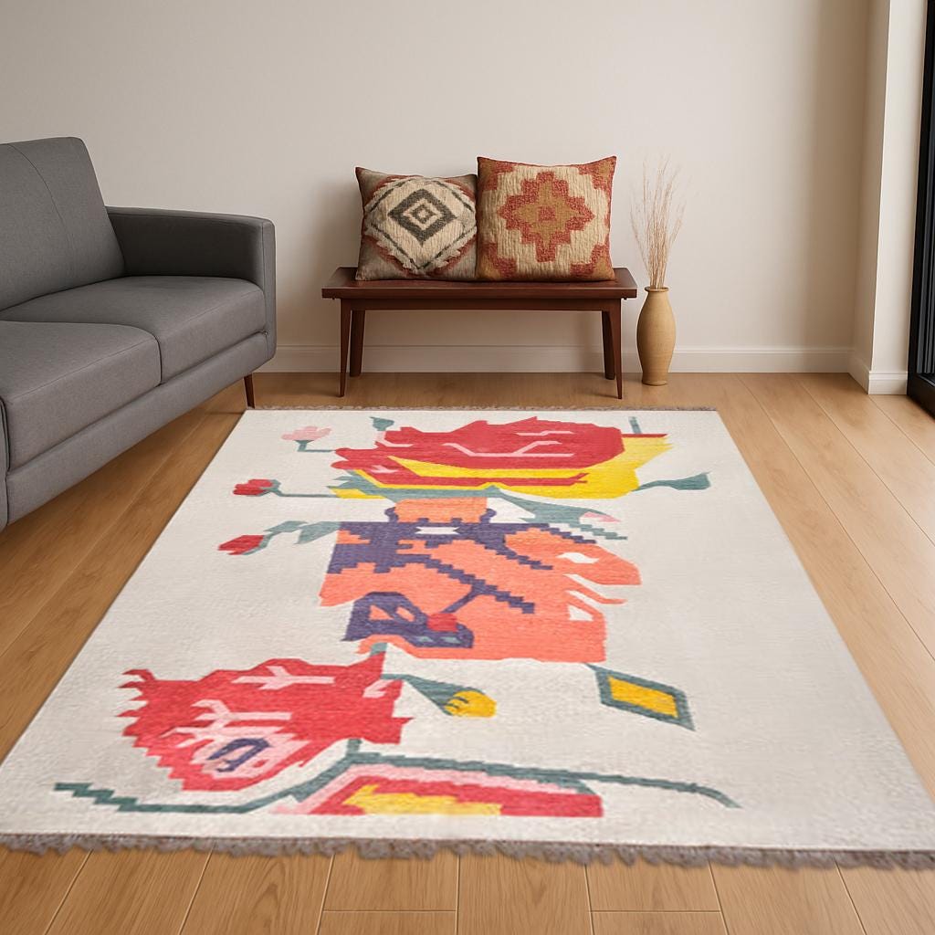 Handmade Wool Kilim Rug, Kilim Rug, Handwoven, Wool and Jute Rug Handmade, Handmade Navajo Kilim Rug, Aztec Rug,