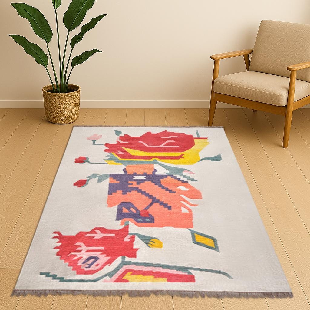 Handmade Wool Kilim Rug, Kilim Rug, Handwoven, Wool and Jute Rug Handmade, Handmade Navajo Kilim Rug, Aztec Rug,