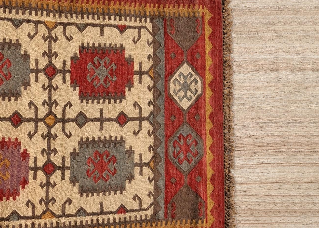 Vintage Wool Jute Kilim Rug, Wool and Jute Rug Handmade,4x6 Kilim Rug/ Oriental Rug/ Aztec Rug/ Bohemian Kilim Rug/ Indian jute Area rug