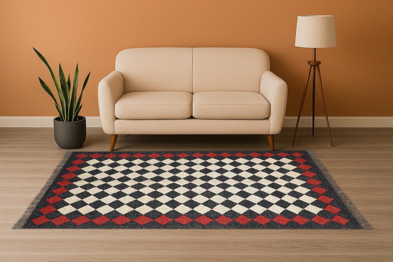 Large Black Kilim Rug, Handmade Wool Jute Rug, Handwoven Dhurrie Carpet, Geometric Oriental Rug, Traditional Black Indian Kilim