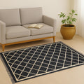 Kilim Rug, Handwoven, Wool and Jute Rug Handmade, KILIM Rug In Black And Beige Design,Handwoven Wool Jute Kilim Rug Wool Jute Rug