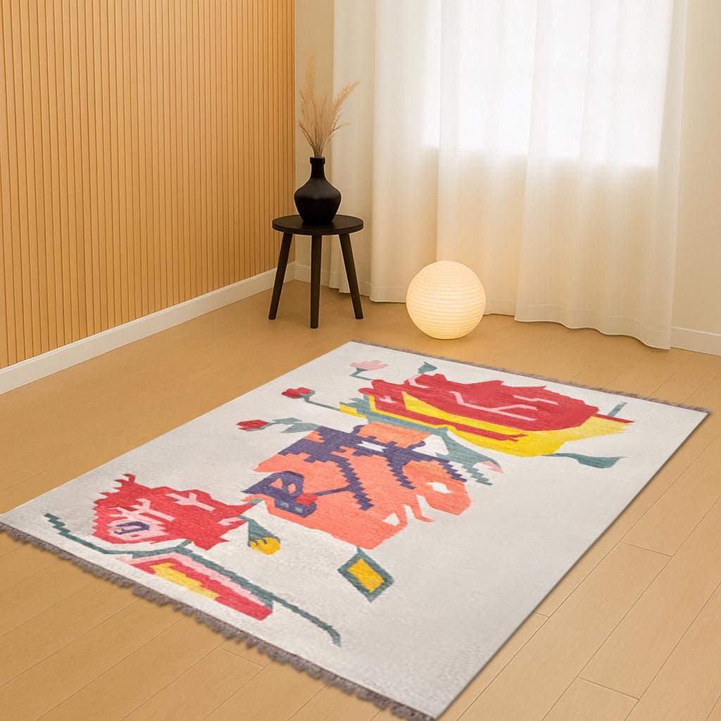 Handmade Wool Kilim Rug, Kilim Rug, Handwoven, Wool and Jute Rug Handmade, Handmade Navajo Kilim Rug, Aztec Rug,