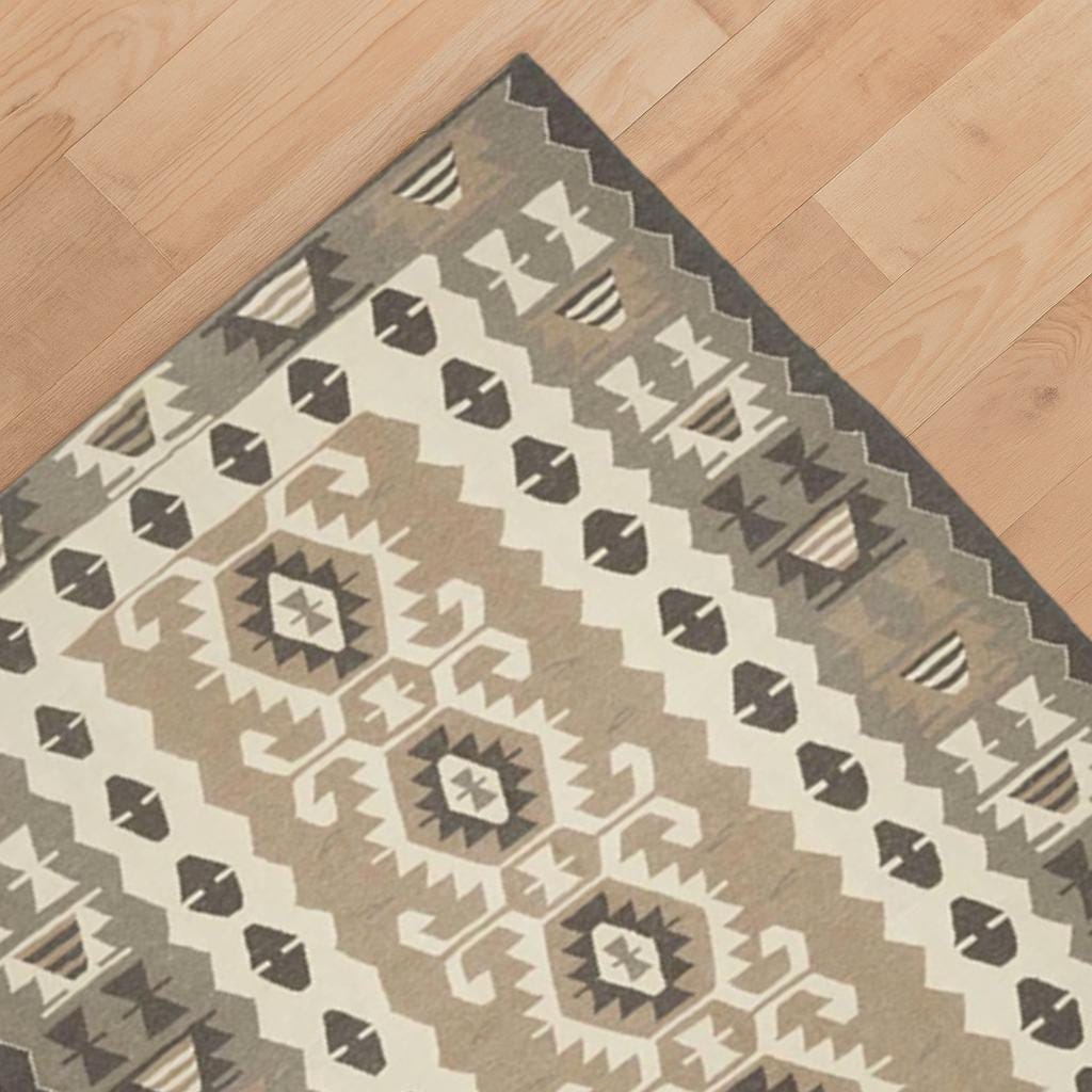 Jute Kilim Rug 5x8 Handmade Vintage Boho Area Rug, Custom Size Home Decor, Durable Natural Fiber Carpet