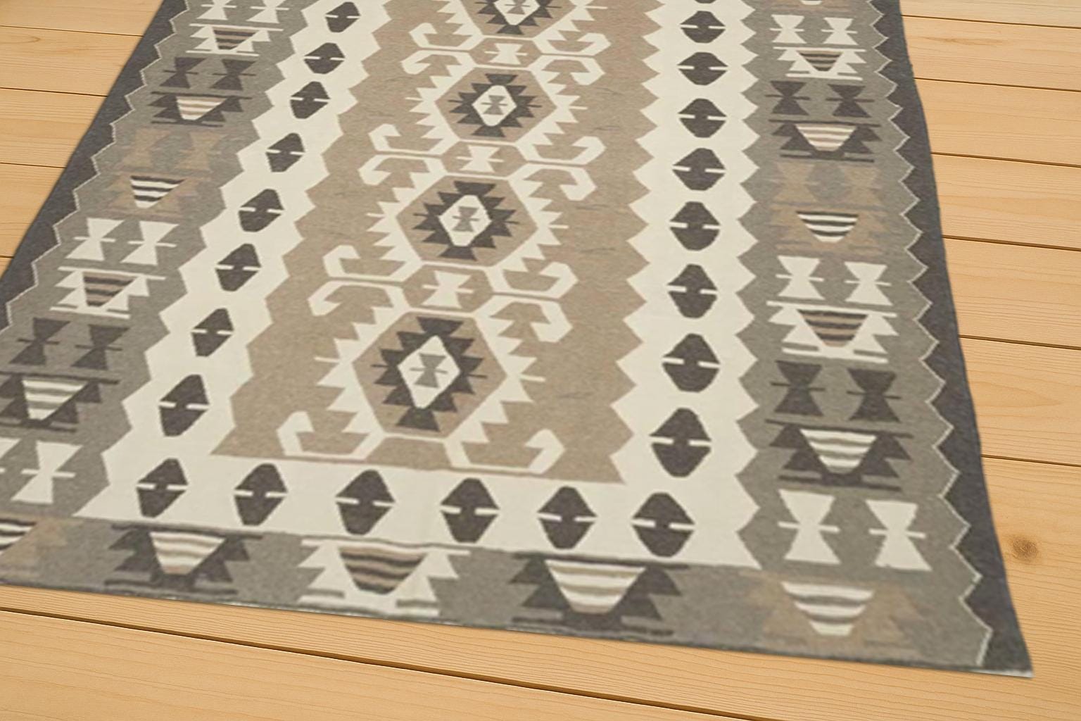 Jute Kilim Rug 5x8 Handmade Vintage Boho Area Rug, Custom Size Home Decor, Durable Natural Fiber Carpet