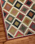 Handmade Jute Kilim Rug Large Wool & Jute Dhurrie Rug with Oriental Motifs Handwoven Wool Rug