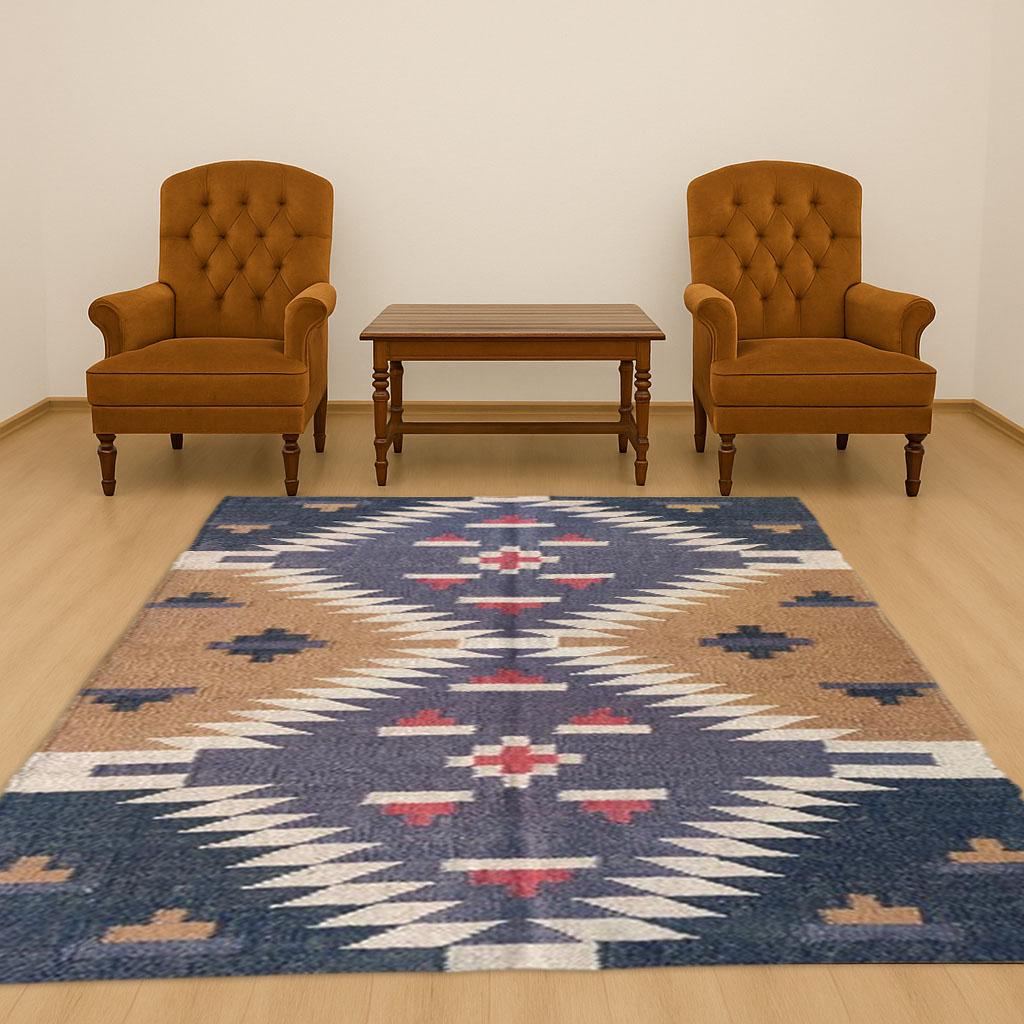 Wool Jute Kilim Runner Rug – Handmade Hemp & Natural Jute Flatweave for Rustic Boho Home Decor