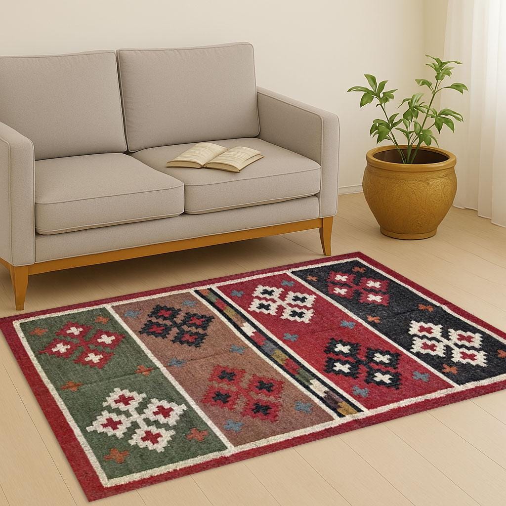 Jute Kilim Rug | Handwoven Wool & Natural Jute Flatweave Area Rug for Boho | Home Decor Living Room Decor | CarpetFor Hotel Decor