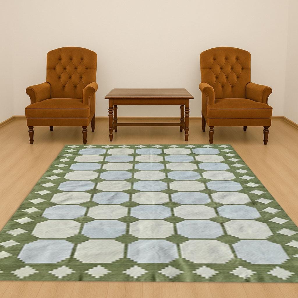 Handwoven Cotton Rug 4x6 ft, Durable Area Carpet, Boho Floor Decor, Soft Woven Mat for Living Room & Bedroom, Eco-Friendly Textile