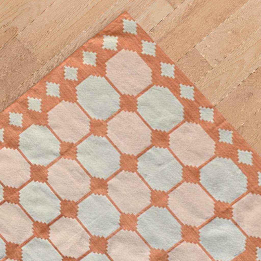 Modern Handmade Indian Dhurrie Rug - Reversible Cotton Wool Kilim, Natural Dyed Eco-Friendly Area Rug & Wall Tapestry