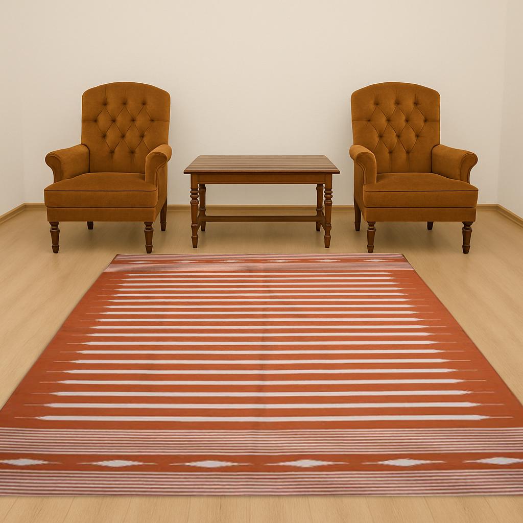Handmade 8x10 Feet Cotton Area Rug - Bohemian Dhurrie Flatweave Kilim Floor Rug for Dining Room