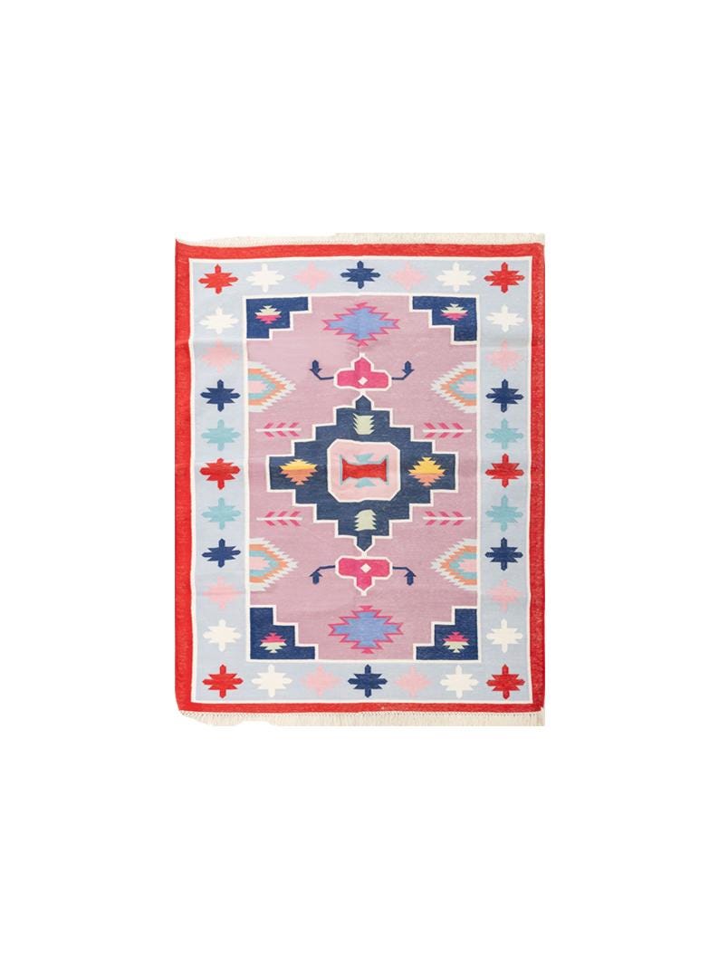 Cotton Kilim Rug, Geometric Area Carpet, Flat Weave Rug, Colorful Living Room Decor, Modern Bedroom Floor Mat, Handwoven Rug, Handmade Rug