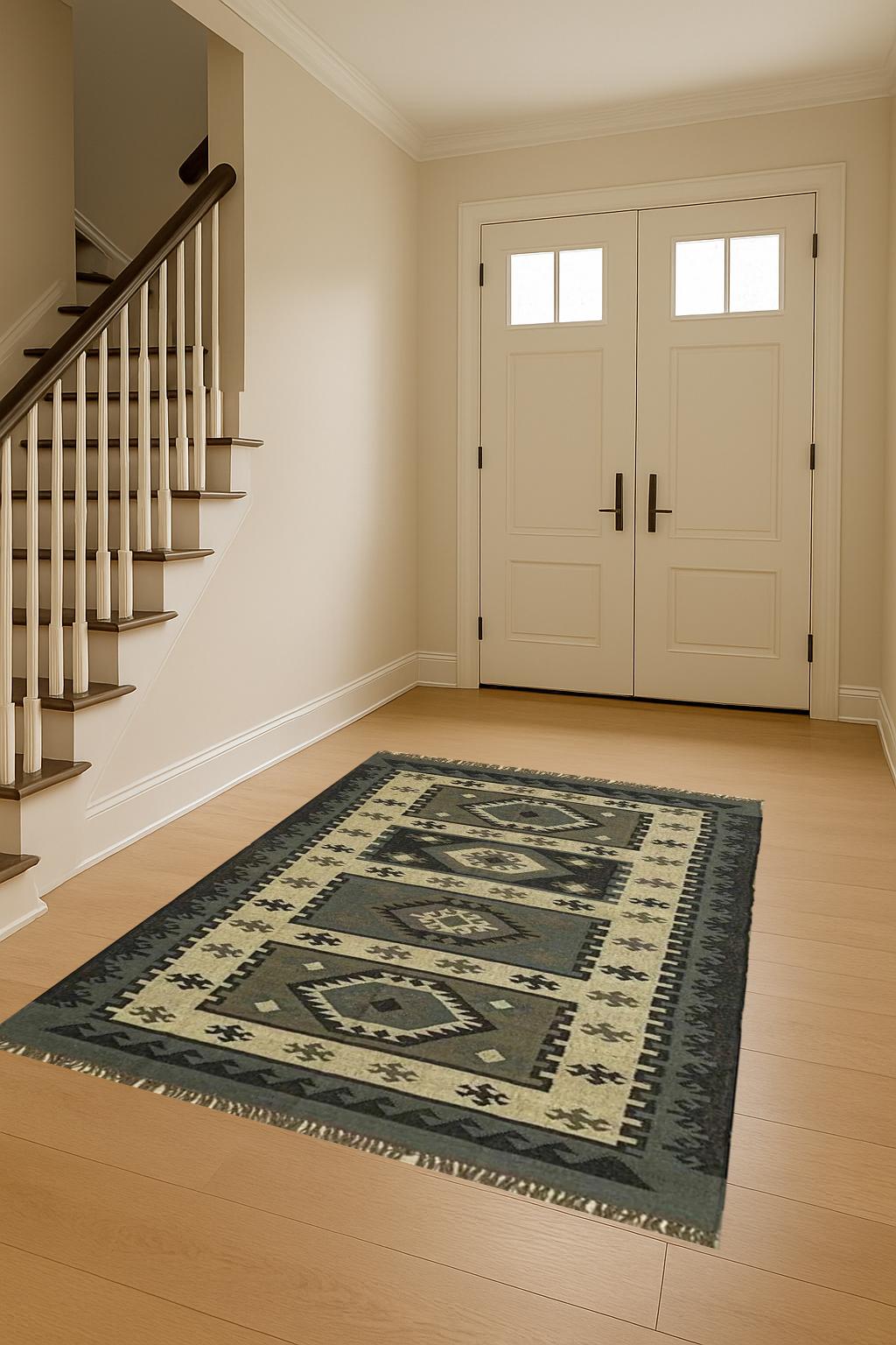 Handmade Kilim Rug, Jute Wool Rug, Large Turkish Rug, Grey Area Rug, Extra Large Outdoor Kilim, Living Room Carpet, 5x8 6x8 8x10 12x15