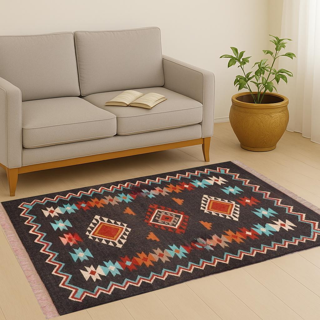 Black Area Rug, Custom Floor Rug, Living Room Rug, Bedroom Rug, Kitchen Rug, Dining Table Carpet, Home Decor Rug, Modern Style Rug