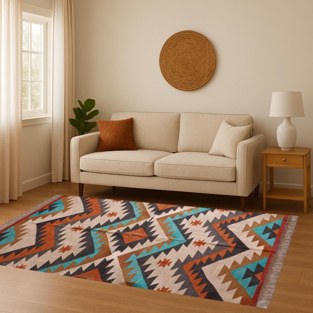 Handmade Wool Rug, Jute Kilim Rug, Navajo Aztec Rug, Black Gold Rug, Large Area Rug, Indoor Outdoor Carpet, 7x10 8x10 9x12 10x14