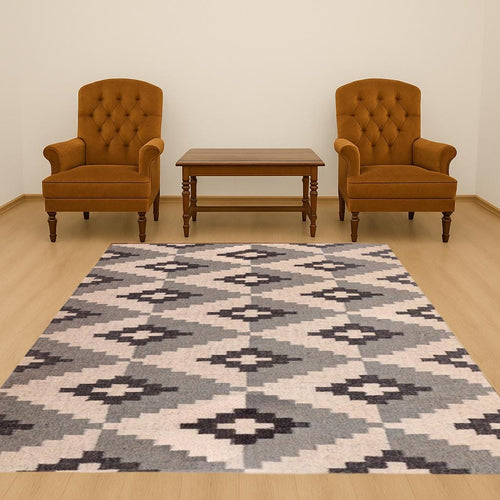6x9 Feet Handmade Wool Jute Rug, Navajo kilim Rug, Black Gold kilim carpet, Black & White Rug, Outdoor/ Indoor Rug/ Living Room Rug