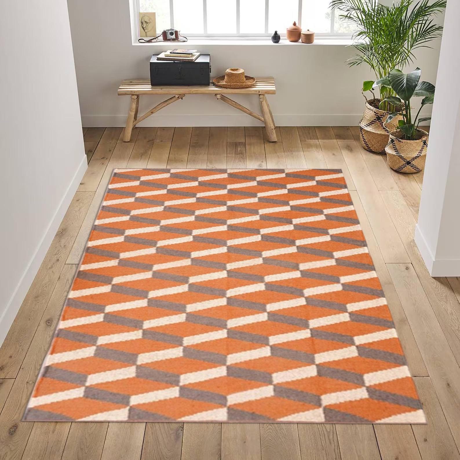 Handmade woven bricks Jute kilim rug, large kilim wool jute rug, 4x6, 5x8, 6x9, 8x10, 9x12 Ft Kilim Rug, Handwoven