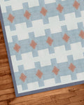 Flatweave Kilim Rug 5x8-9x12, Hand Woven Cotton Geometric Blue Boho Rug, Modern Area Carpet for Living Room