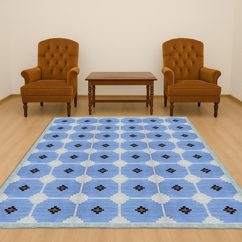Cotton Rug for Living Area - Soft Durable Carpet, Boho Home Decor, Cozy Floor Mat for Living Room & Lounge Reversible Carpet
