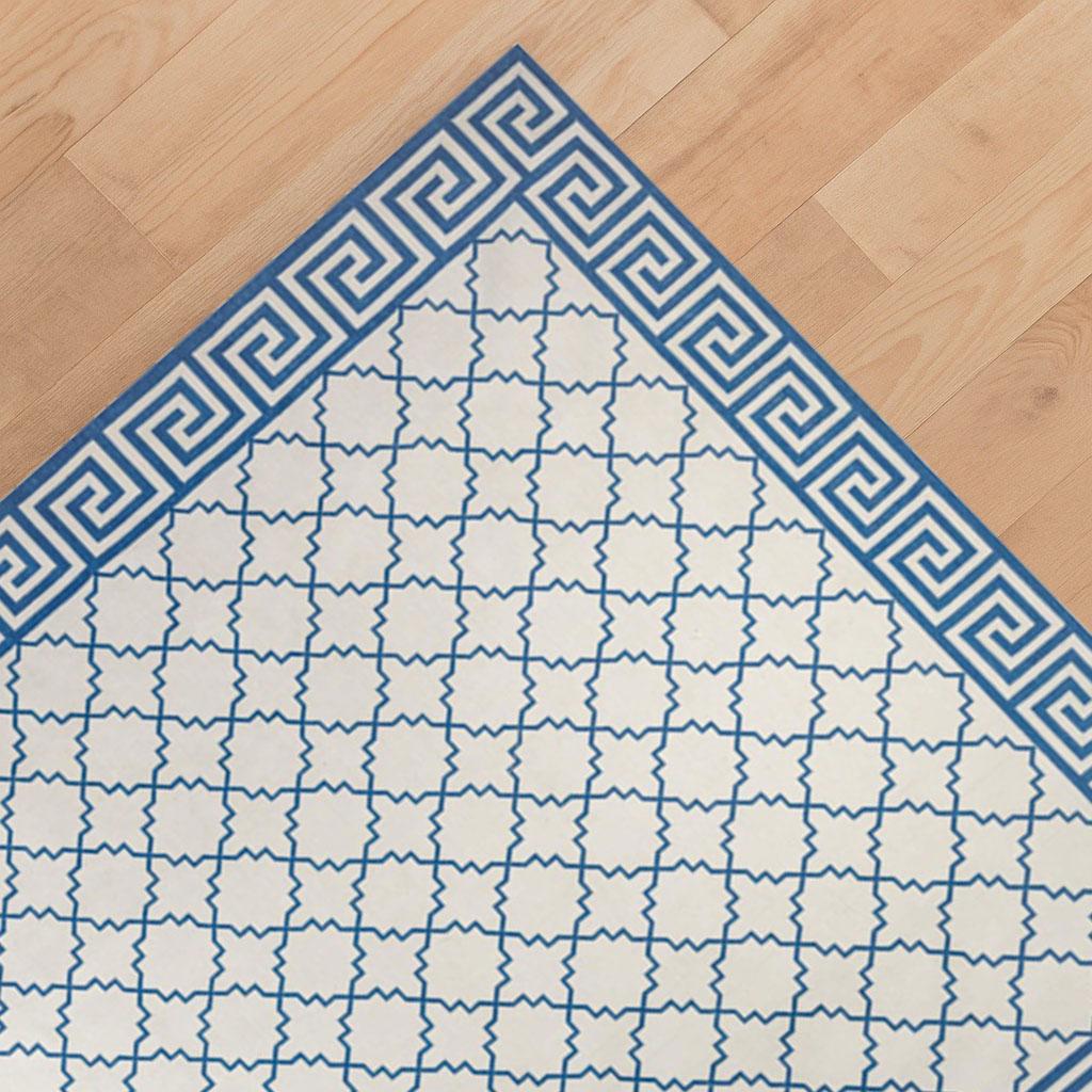 Handmade Cotton Flat Weave Rug Blue and White  – Modern Kilim Woven Carpet for Living Room Bedroom Bedroom Cotton Dhurrie Rug