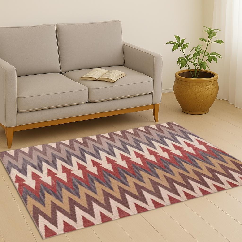 Jute Kilim Area Rug - Natural Flatweave Durable Eco-Friendly Bohemian Rug for Living Room & Bedroom Decor