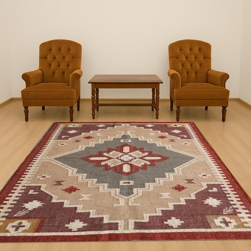 Indian Handmade Multicolor Wool Jute Kilim Rug,Handmade Dhurrie Rug Bohemian Rug Vintage Floor Rug |  Geometric Rugs | Indian Handwoven Rug