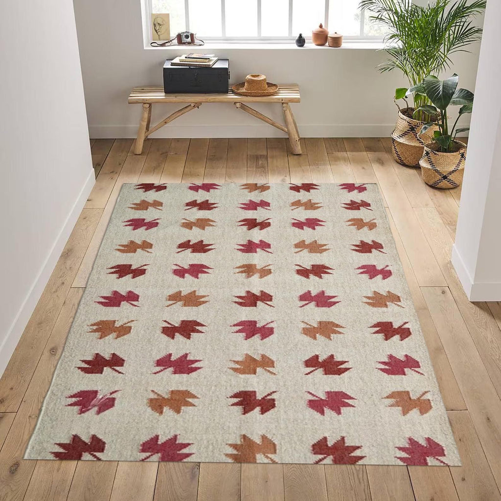 New Handmade rug, 5x8 6x9 , Wool Jute Rugs, Jute Carpet, Bohemian Killim, carpet, Flatweave Wool Dhurrie for Living Room/ Dining room