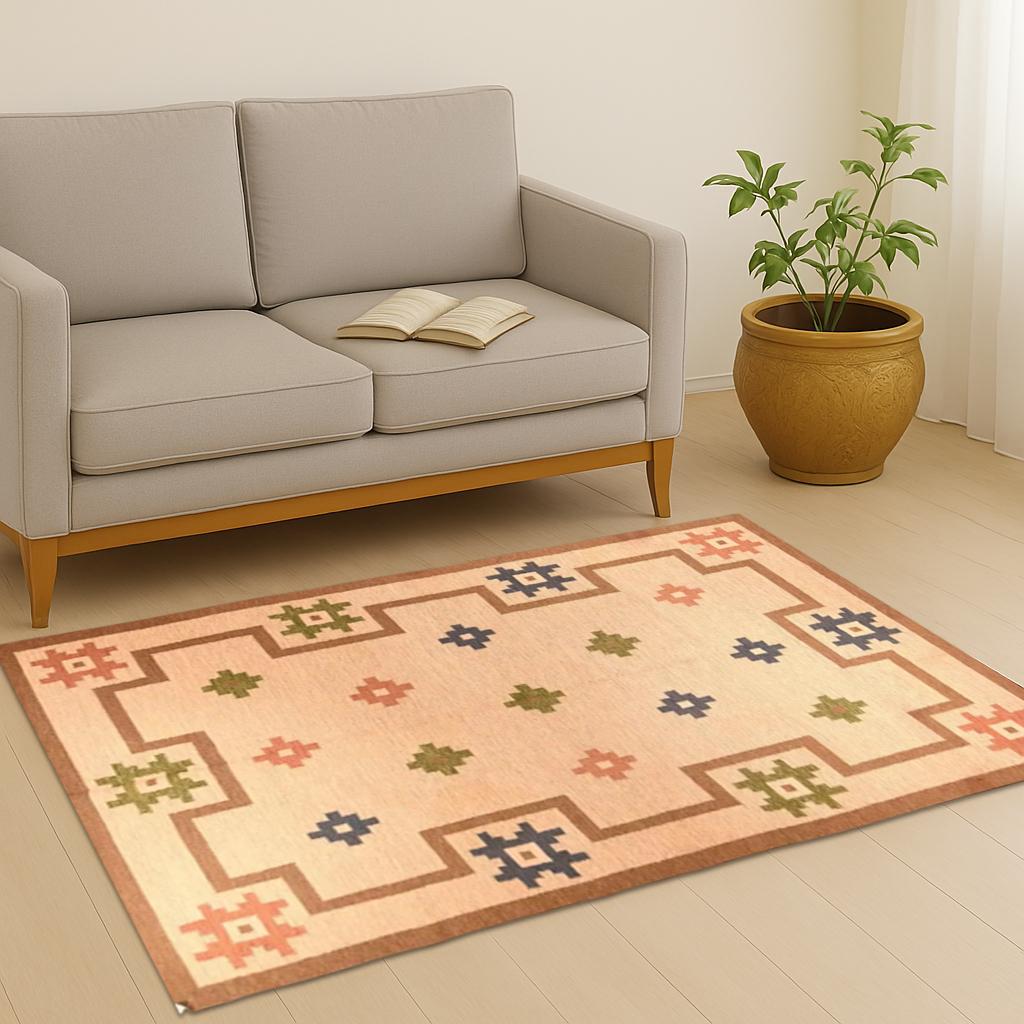 Handmade Wool Kilim Rug - Traditional Handwoven Indoor Outdoor Bedroom Jute Area Rug