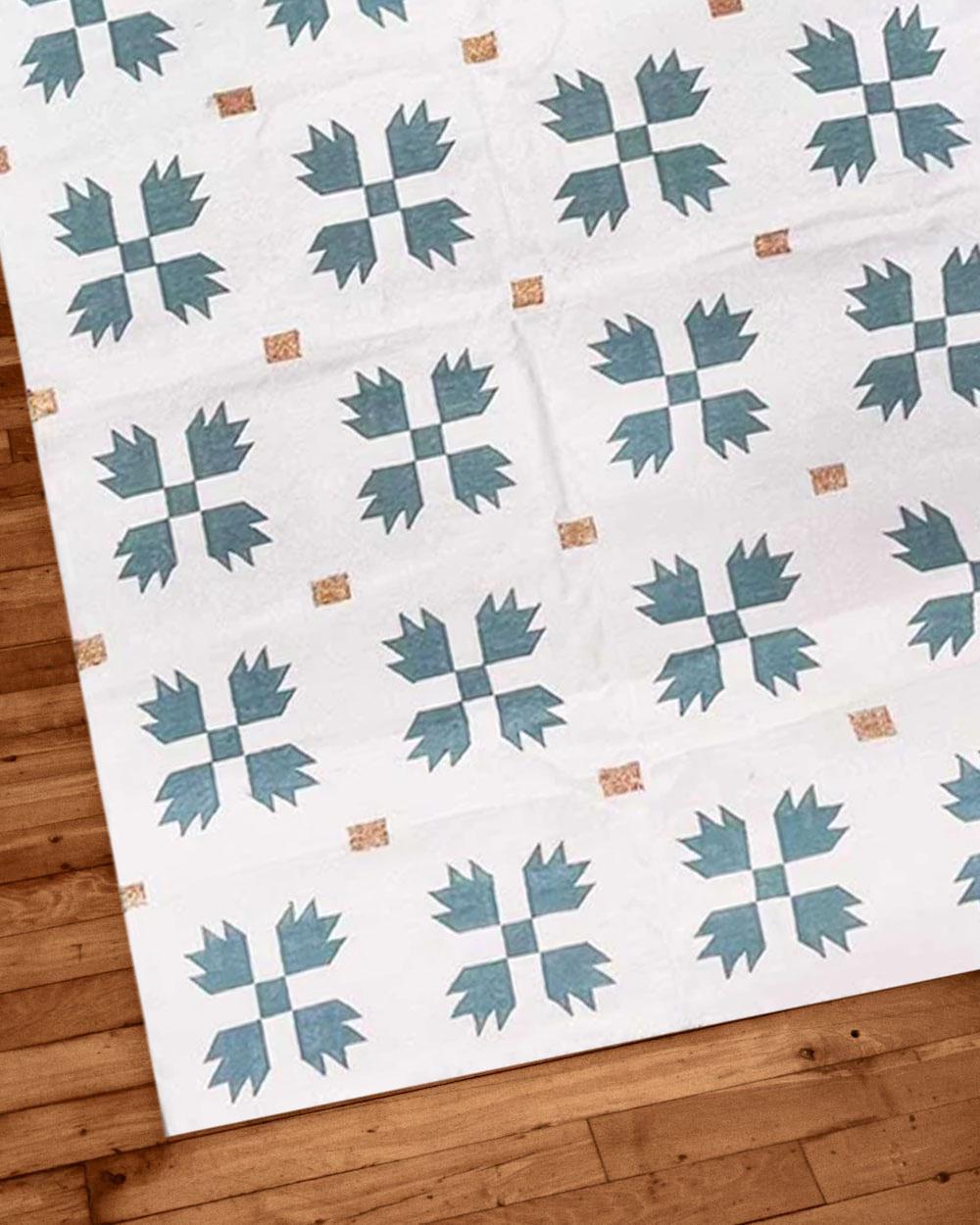 9x12 Ft Cotton Flatweave Area Rug- White and green flowers Hand Woven rugs, Custom Rug, Living Room Rugs, Bedroom Rugs, Area Rugs