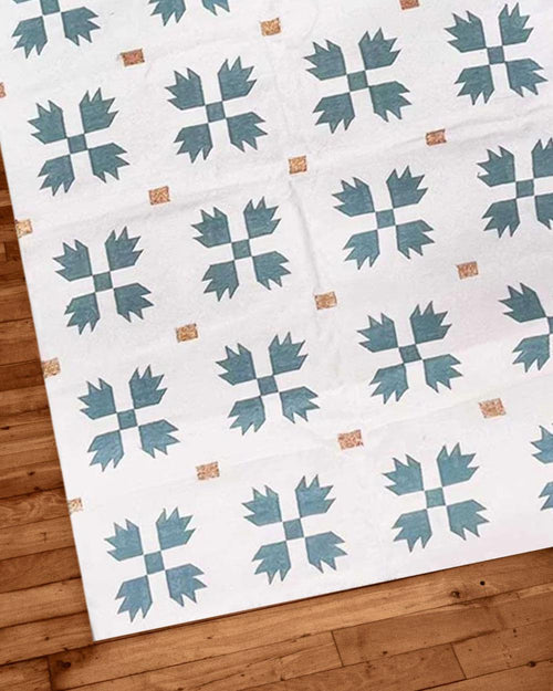 9x12 Ft Cotton Flatweave Area Rug- White and green flowers Hand Woven rugs, Custom Rug, Living Room Rugs, Bedroom Rugs, Area Rugs