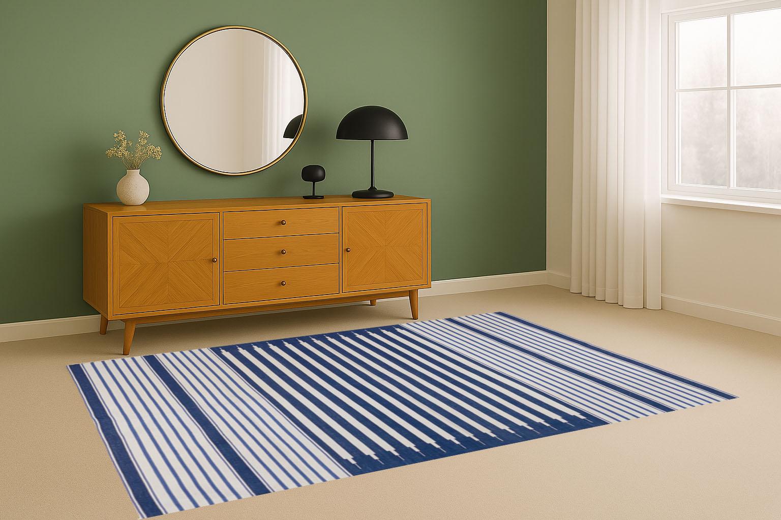 Modern Handmade Cotton Striped Area Rug, Striped Rug Wall Tapestry, Handmade Cotton Area Flat Weave Rug 10x12