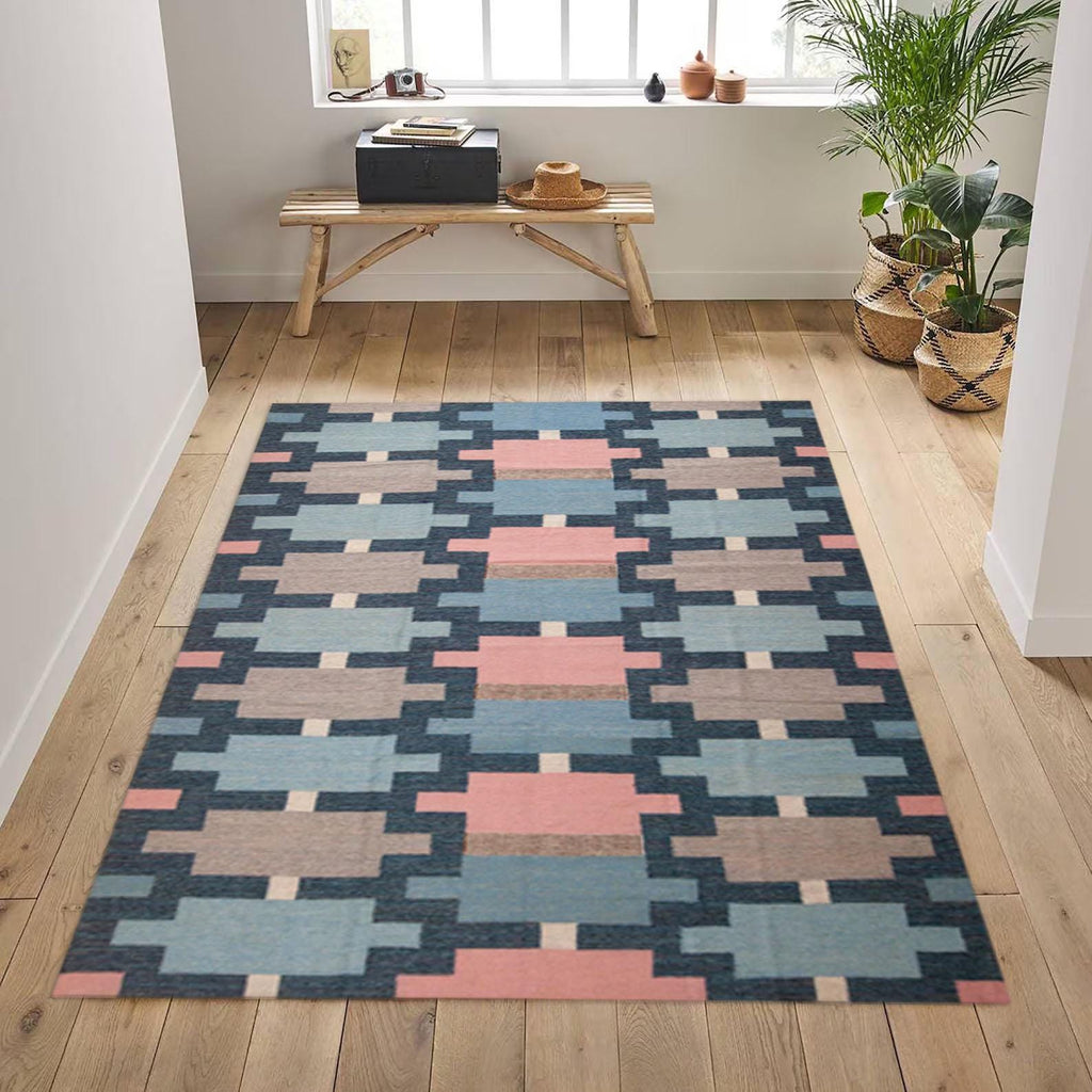 Multicolour Wool Jute Kilim Rug, kilim Area Rug, Wool And Jute Rug, 5 x 8 ft, Handmade KILIM Rug, Multicolor rug
