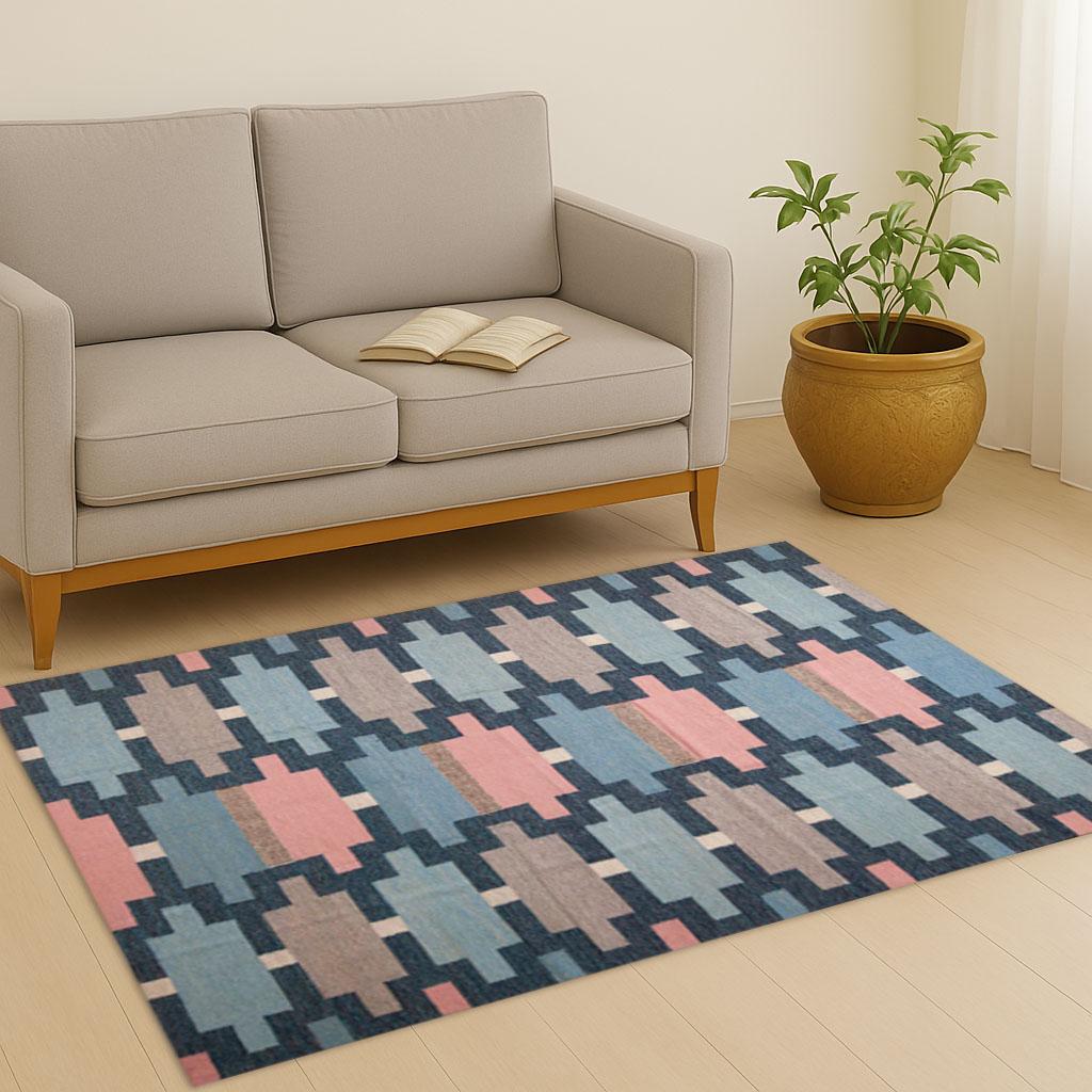 Multicolour Wool Jute Kilim Rug, kilim Area Rug, Wool And Jute Rug, 5 x 8 ft, Handmade KILIM Rug, Multicolor rug
