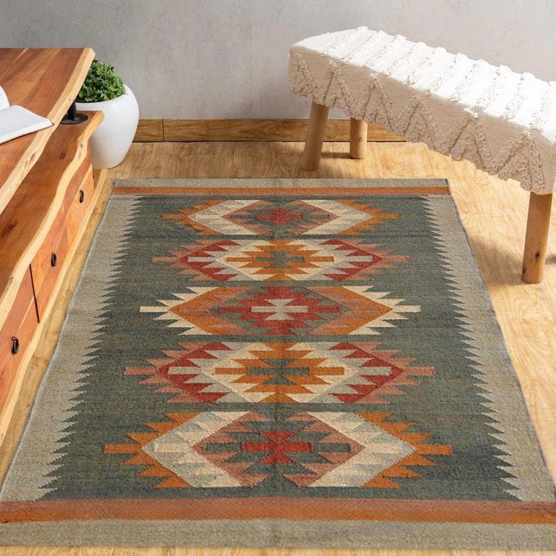 Handmade Wool Jute Rug Beautiful Home Rug Accent Rug Custom Size Kilim Rugs For Living Area Killim Wool Jute Rugs For Home Decor