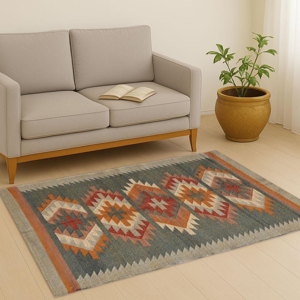 Handmade Wool Jute Rug Beautiful Home Rug Accent Rug Custom Size Kilim Rugs For Living Area Killim Wool Jute Rugs For Home Decor