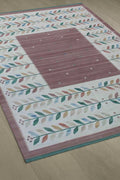 Handmade Botanical Leaf Pattern Area Rug | Green & White Modern Farmhouse Mat | Unique Home Decor Floor Covering | scandinavian kilim rugs