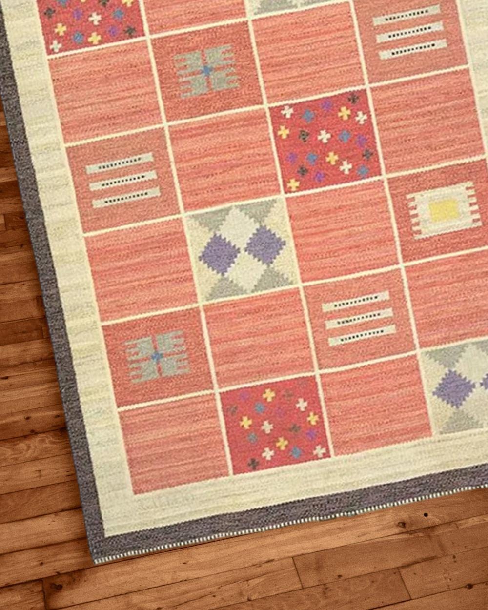 Orange Kilim Rug Handwoven Flatweave Carpet Bohemian Area Rug Vintage Moroccan Style Floor Decor