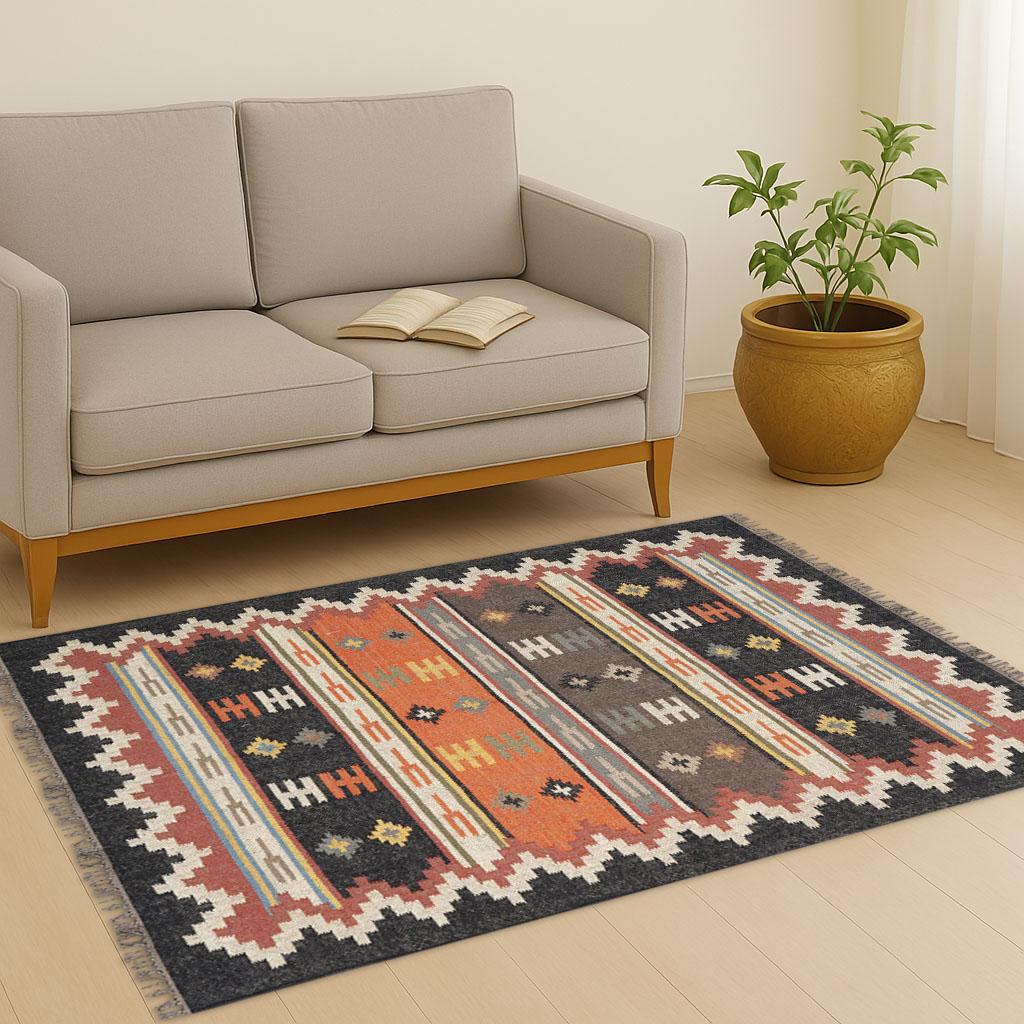 Handmade woven bricks Jute kilim rug, Kilim Area Rug | Authentic Handmade Tribal Wool Flatweave Carpet