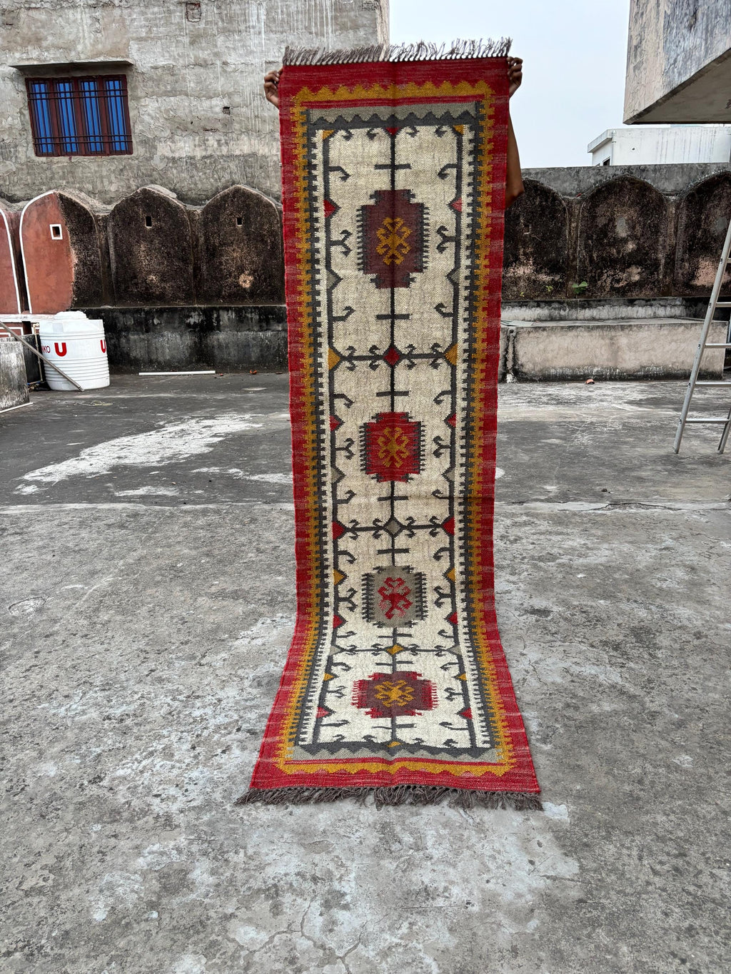 Handmade Kilim Stair Runner, Jute Hallway & Kitchen Decor, Bohemian Eco Friendly Wool Jute Kilim Runner, Traditional Indian Jute Area rug