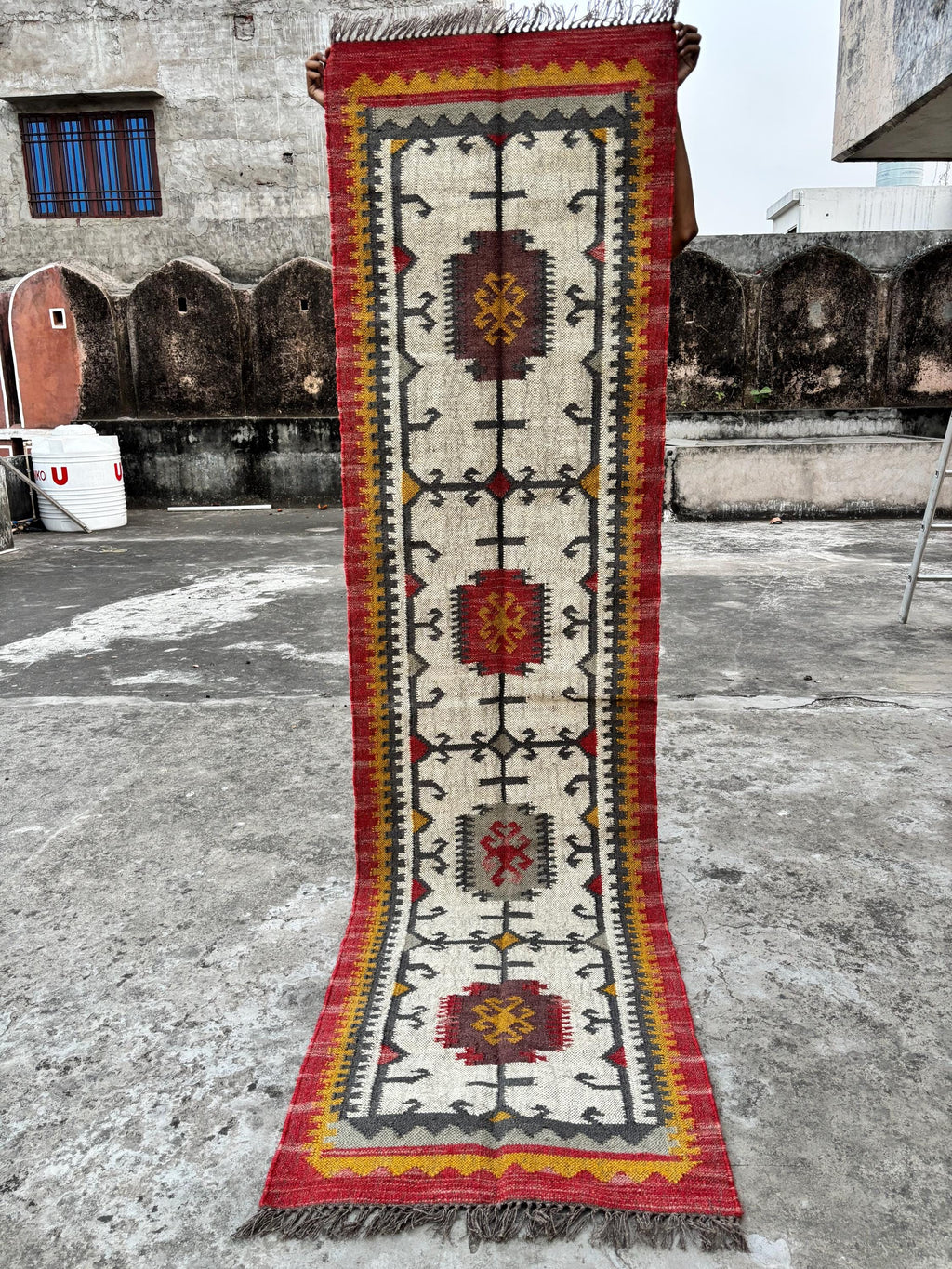Handmade Kilim Stair Runner, Jute Hallway & Kitchen Decor, Bohemian Eco Friendly Wool Jute Kilim Runner, Traditional Indian Jute Area rug