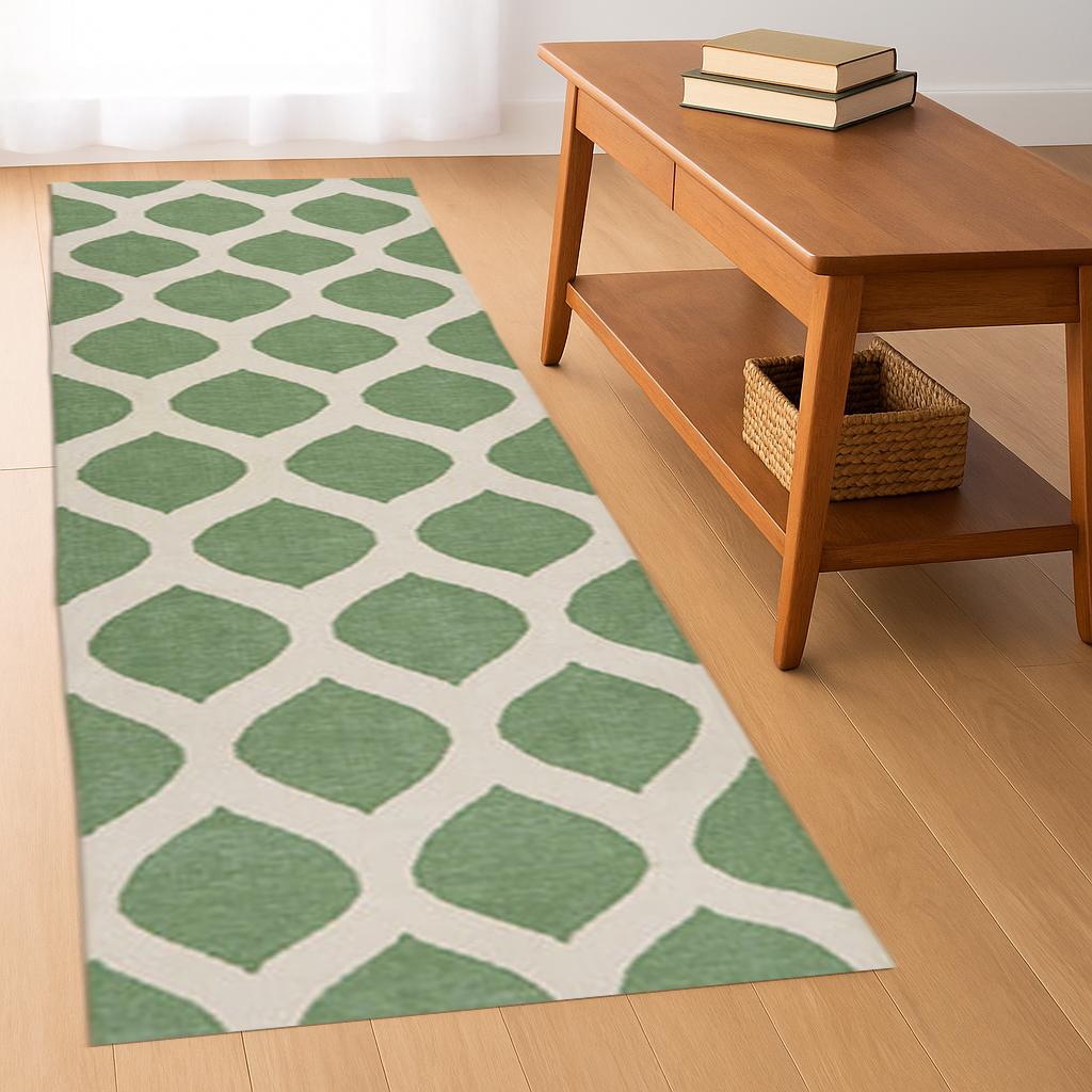Handmade Wool Jute Kilim Runner Rug, Kilim Runner Rug, Green And Beige,  Stair Runner, Hemp Jute Runner Custom Size Rug